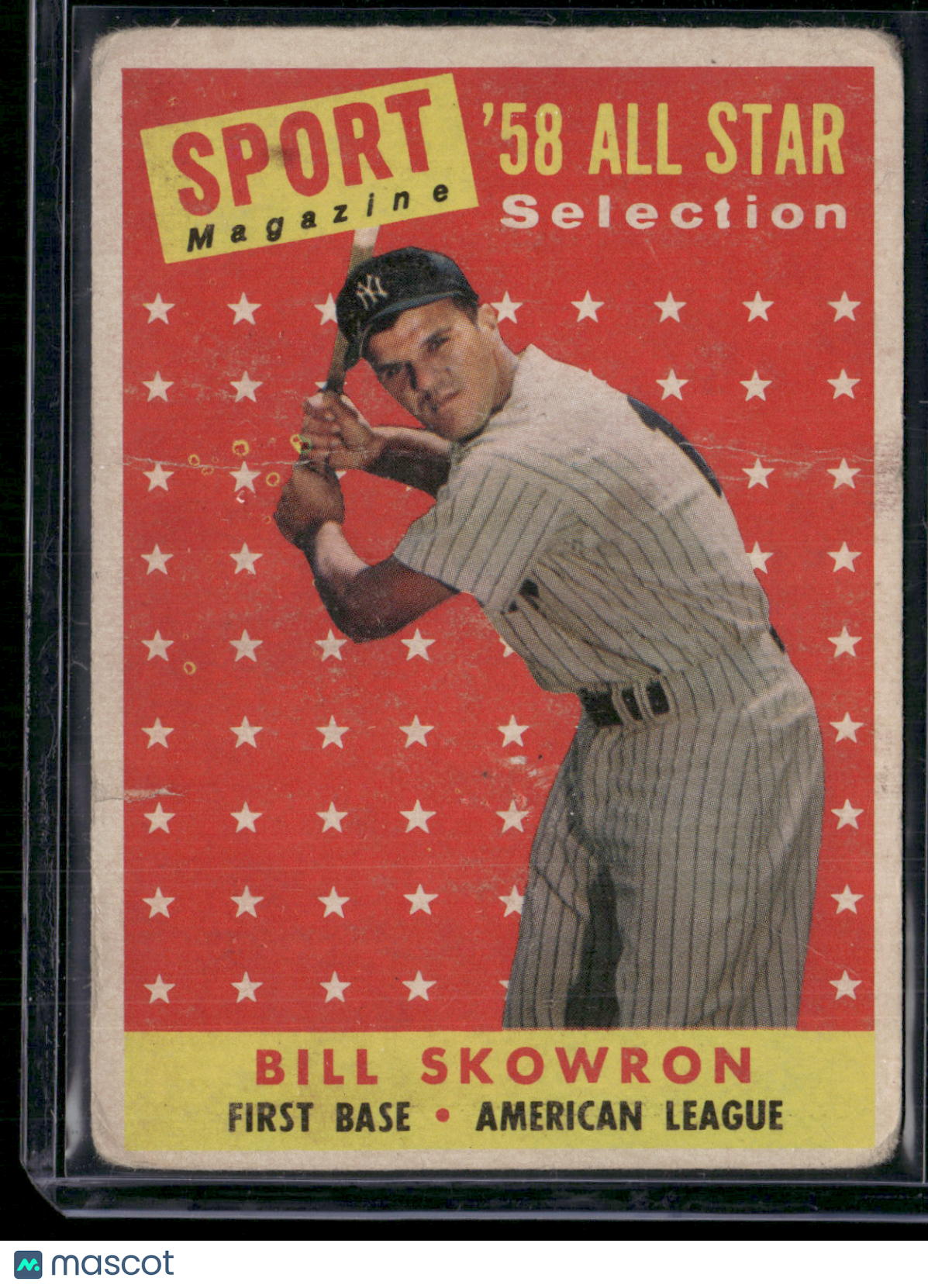 1958 Topps BILL "MOOSE" SKOWRON #477 All Star Wrinkles Crease (Good)