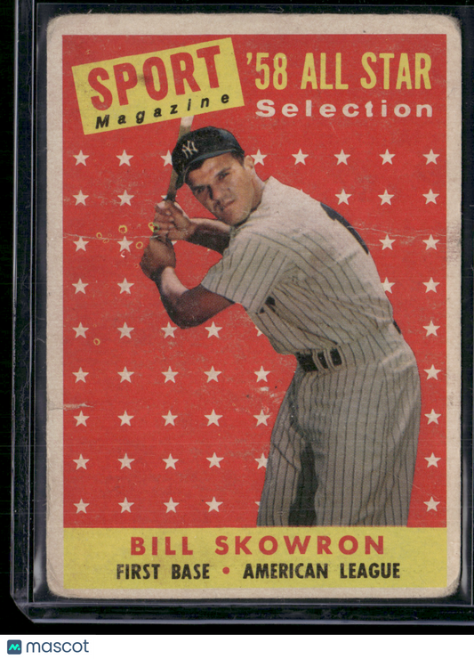 1958 Topps BILL "MOOSE" SKOWRON #477 All Star Wrinkles Crease (Good)