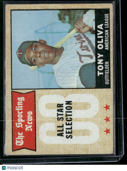 1968 Topps TONY OLIVA #371 All Star Light Scratch Light Wrinkles on Back (VG)