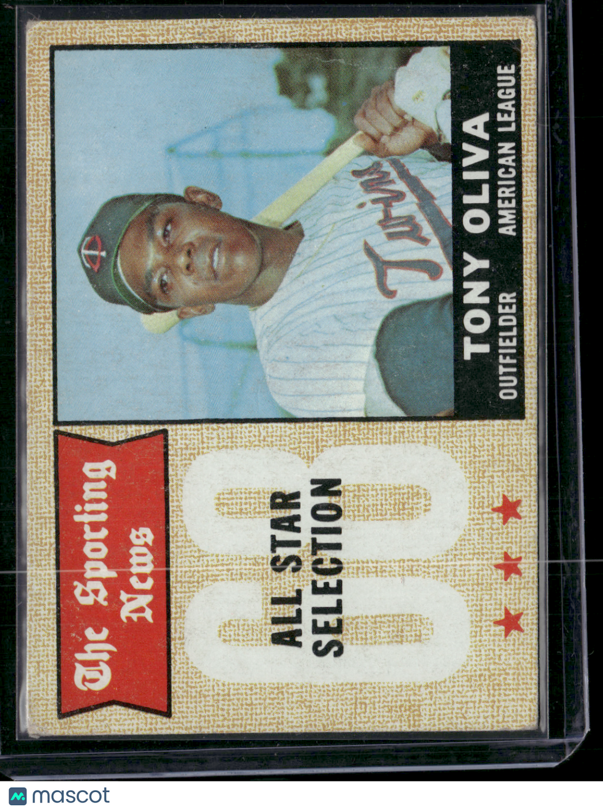 1968 Topps TONY OLIVA #371 All Star Light Scratch Light Wrinkles on Back (VG)