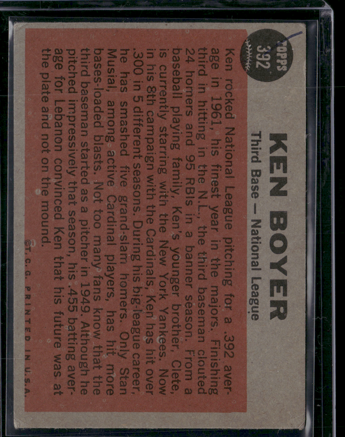1962 Topps KEN BOYER #392
