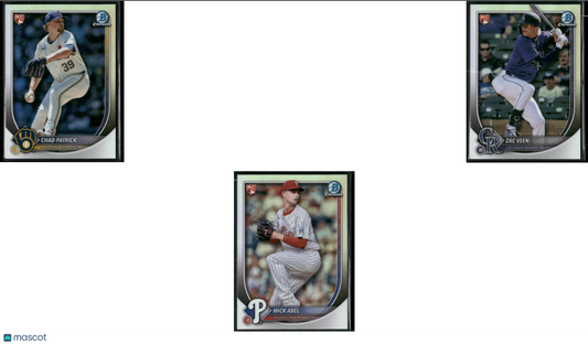 2025 Topps Chrome 3 ~ CARDLOT ZAC VEEN/ABEL/PATRICK Rookie Red Shield RC (NM)
