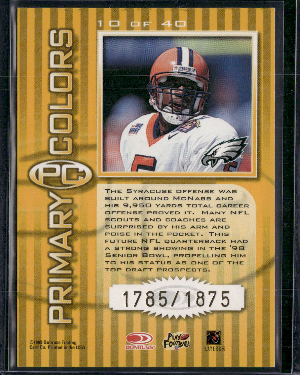 1999 Elite DONOVAN MCNABB #10 Primary Colors 1785/1875 (NM)