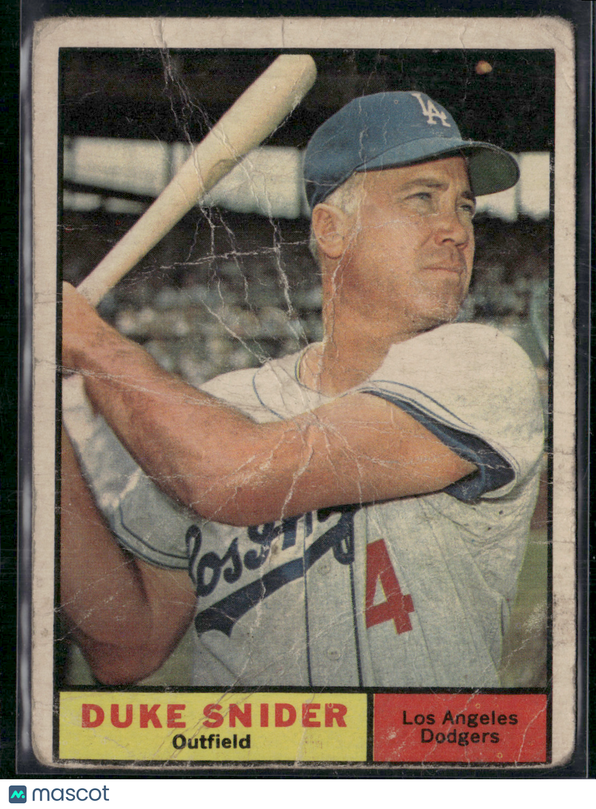1961 Topps DUKE SNIDER #443 Wrinkles Crease (Fair-Good)