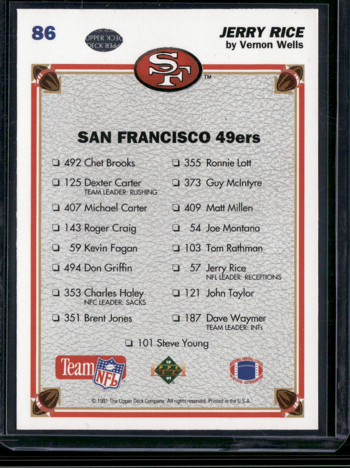 1991 Upper Deck JERRY RICE #86 (NM)