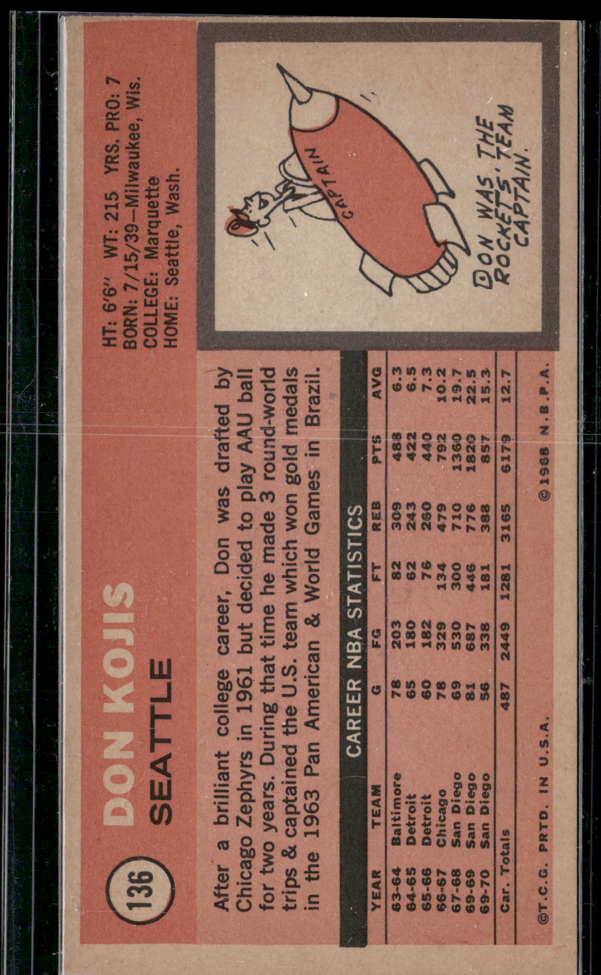 1970 Tall Boy DON KOJIS #136 (EX)
