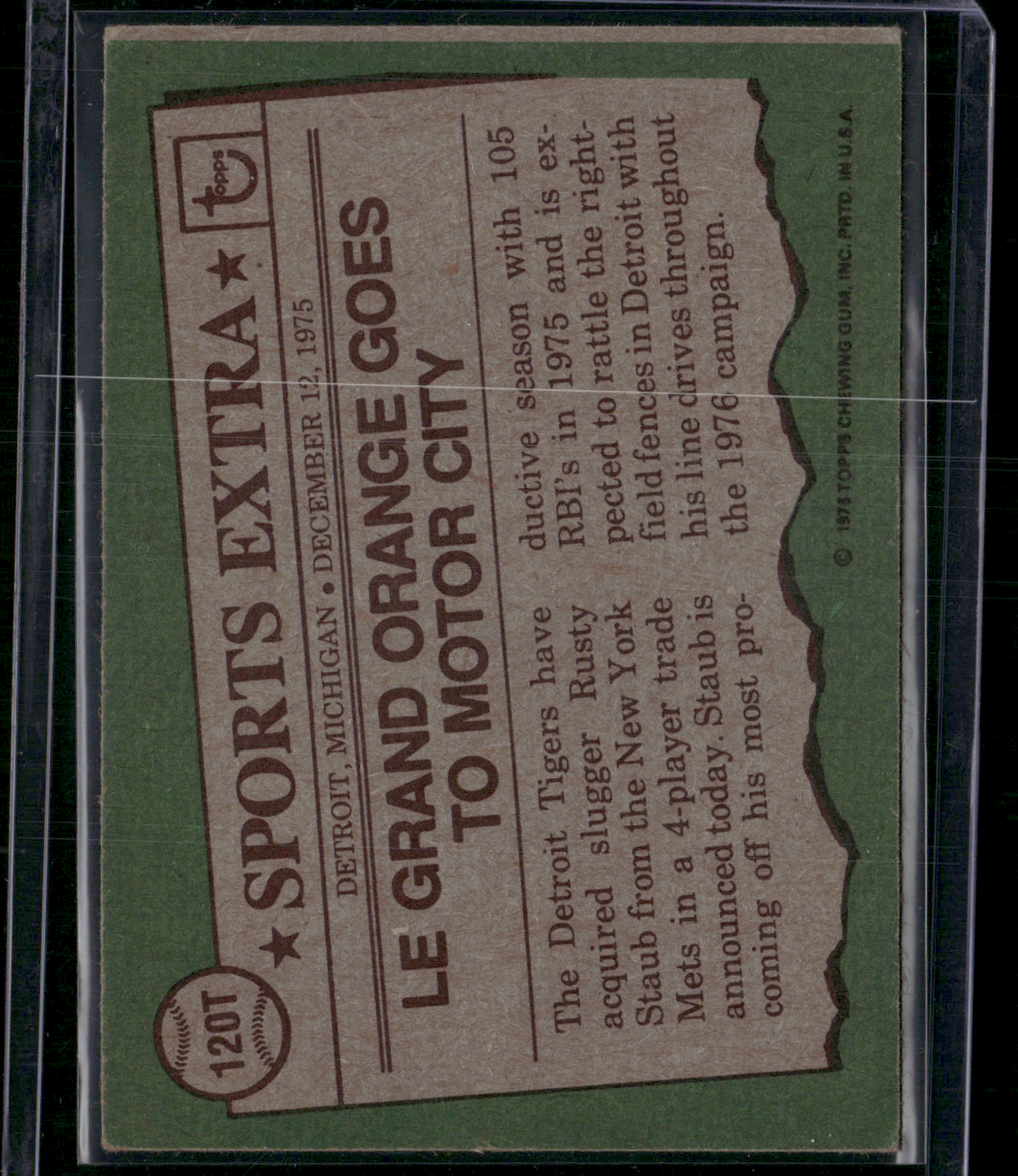 1976 Traded RUSTY STAUB #120T (VG/EX-EX)