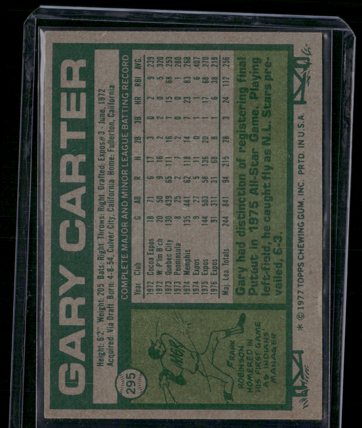 1977 Topps GARY CARTER #295 (EX)
