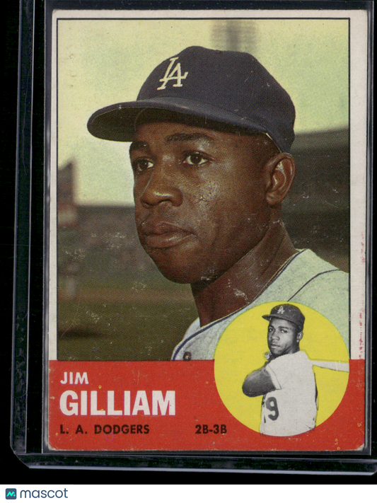 1963 Topps JIM GILLIAM #80 Light Scratch Color Loss (Good)