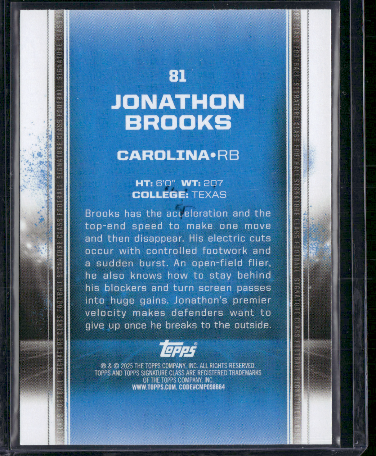 2024 Topps Signature Class JONATHON BROOKS #81 COLORFUL Rookie Card RC