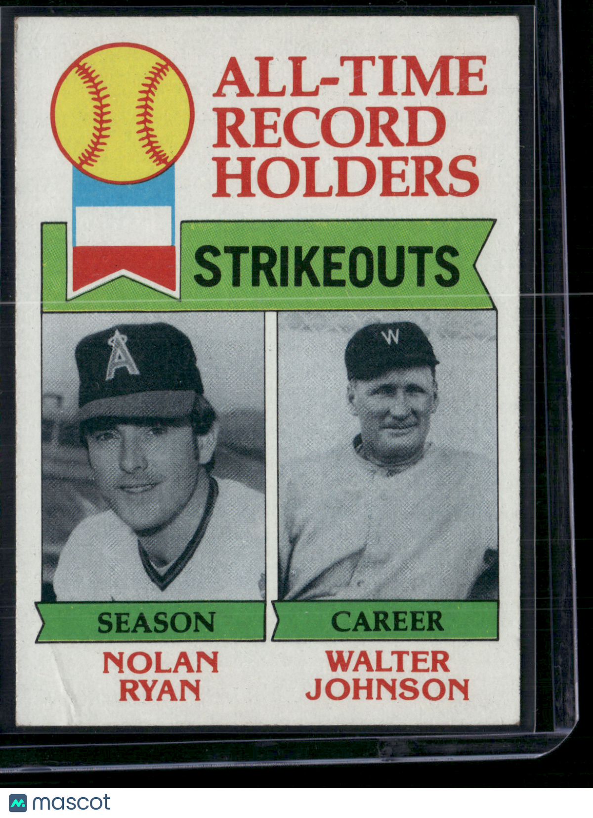 1979 Topps NOLAN RYAN/WALTER JOHNSON #417 All Time Record Holders Strikeouts(VG)
