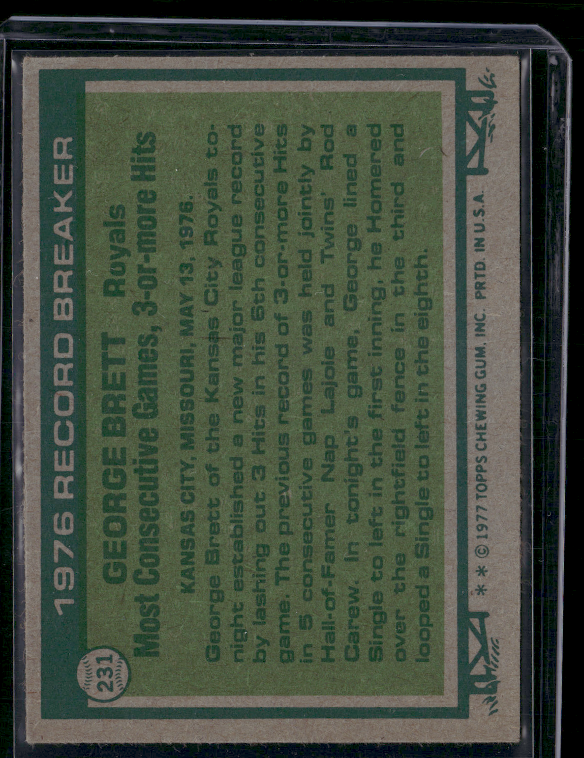 1977 Topps GEORGE BRETT #231 1976 Record Breaker (VG/EX-EX)