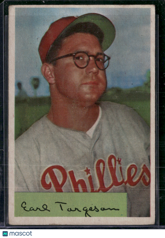 1954 Bowman EARL TORGESON #63 Light stain on back (VG/EX)