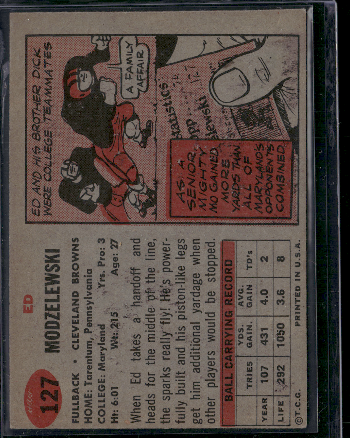 1957 Topps ED MODZELEWSKI #127 Miscut (VG-VG/EX)