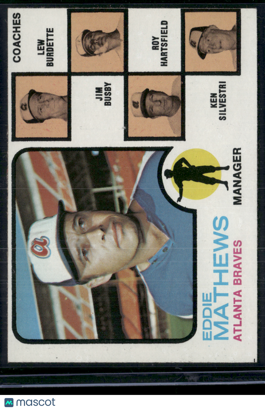 1973 Topps EDDIE MATHEWS #237 Miscut (EX)