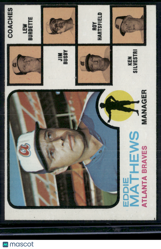 1973 Topps EDDIE MATHEWS #237 Miscut (EX)