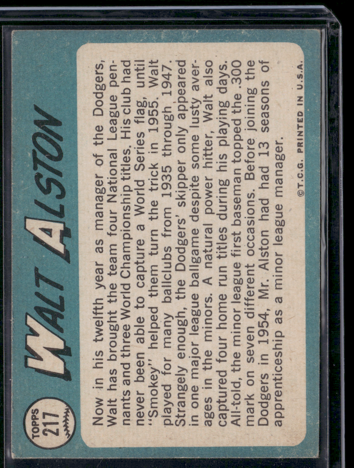 1965 Topps WALT ALSTON #217