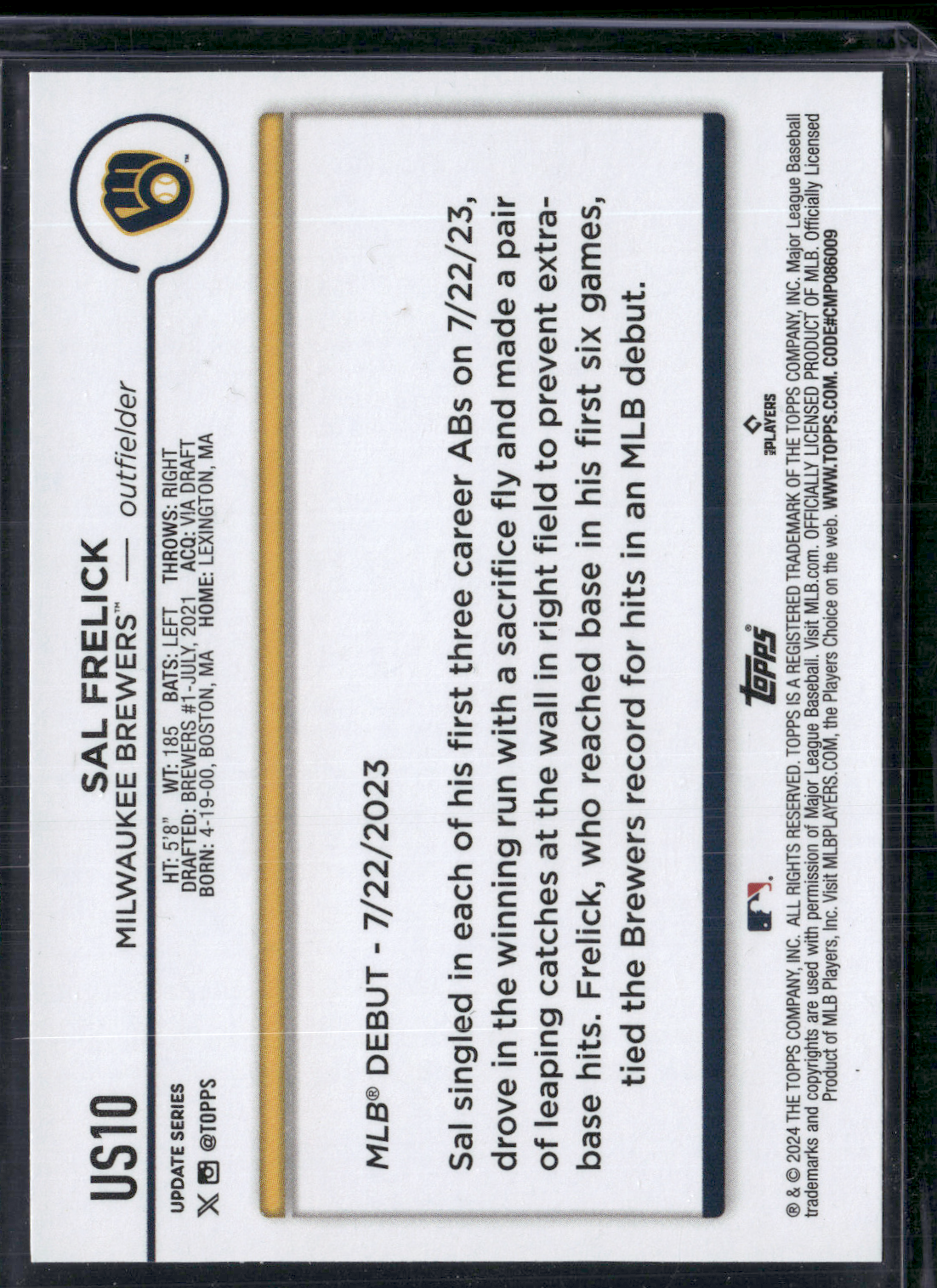 2024 Update SAL FRELICK #US10 Rookie