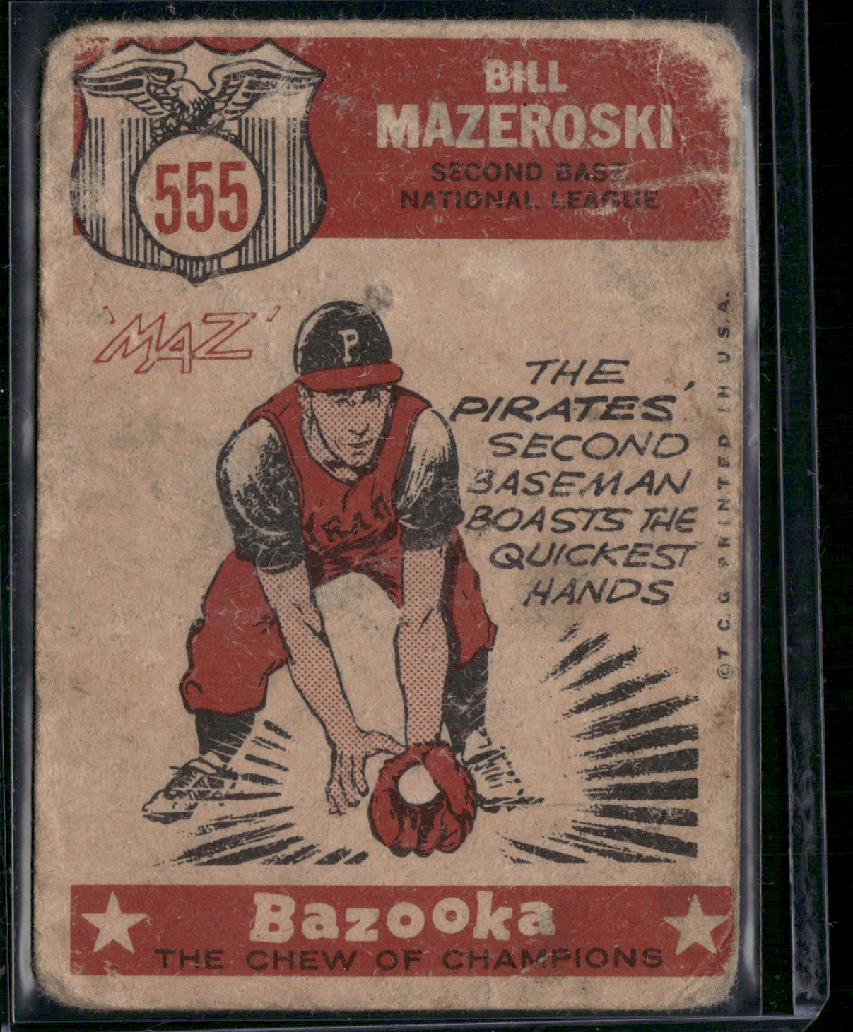 1959 Topps BILL MAZEROSKI #555 59 All Star Staining Wrinkles (Good)