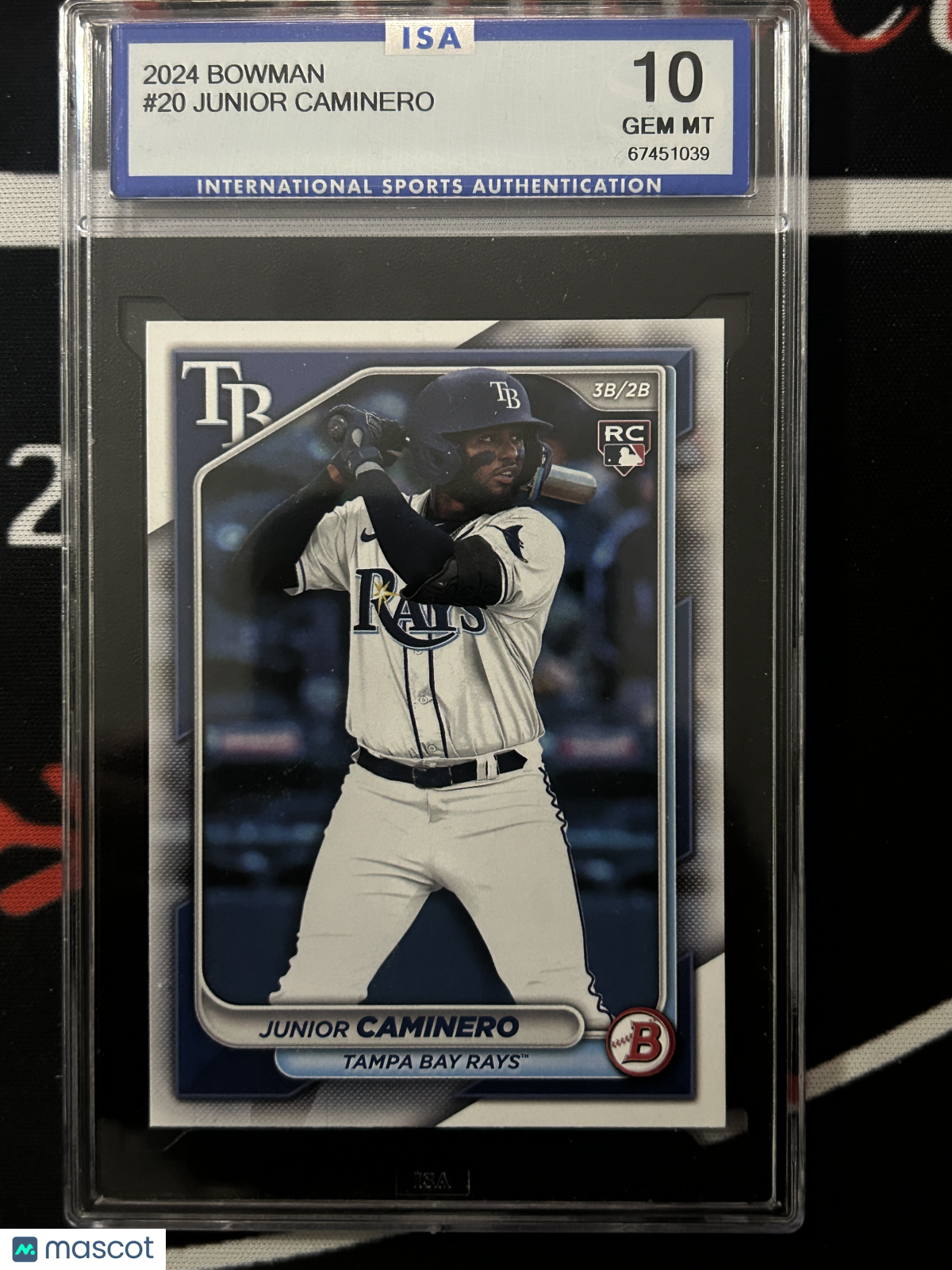 2024 Bowman Junior Caminero #20 ISA 10 Rookie RC