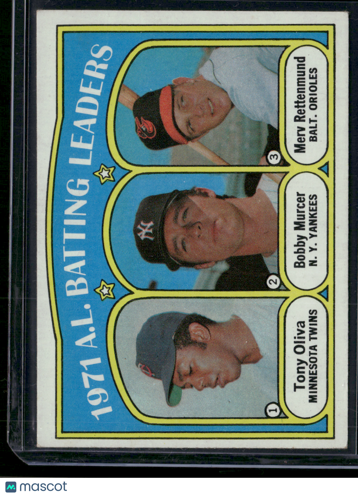 1972 Topps TONY OLIVA/MURCER/RETTENMUND #86 1971 AL Batting Leaders (VG-VG/EX)