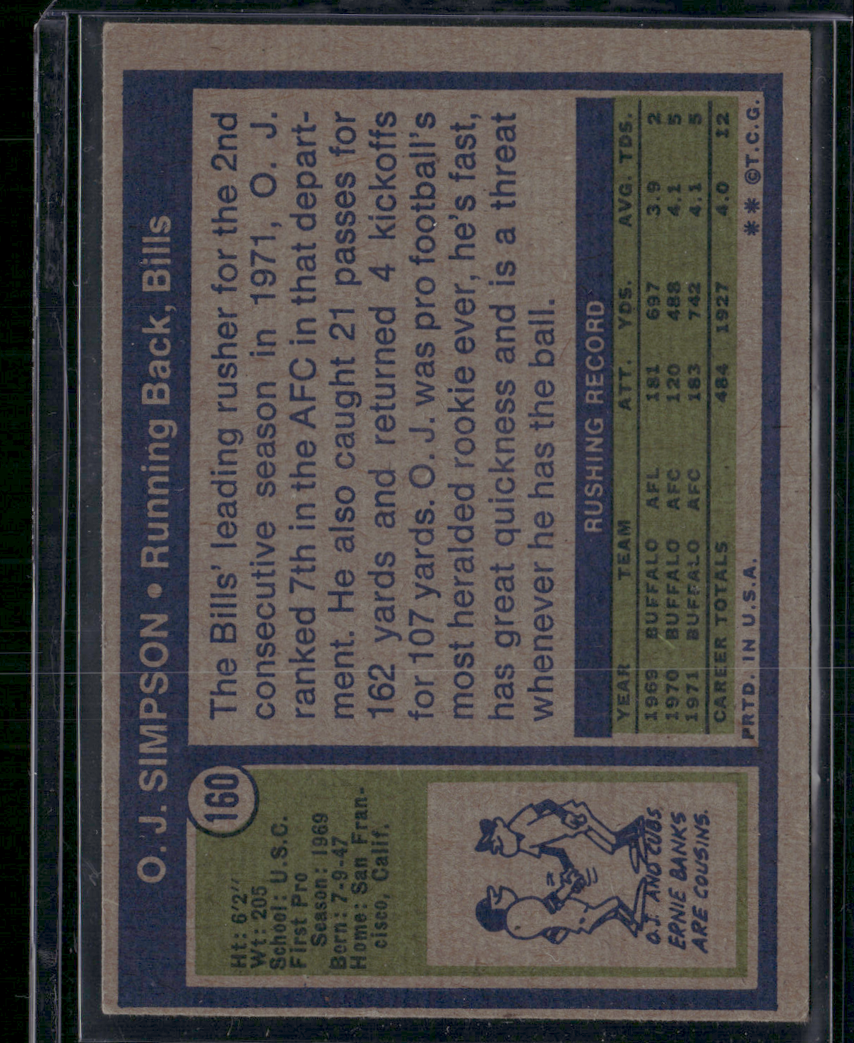 1972 Topps O.J. SIMPSON #160