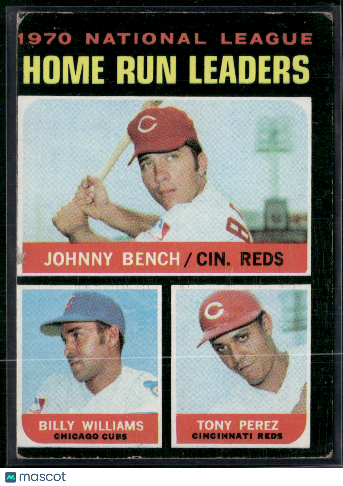 1971 Topps JOHNNY BENCH/BILLY WILLIAMS/TONY PEREZ #66 1970 NL HR Leaders (VG)