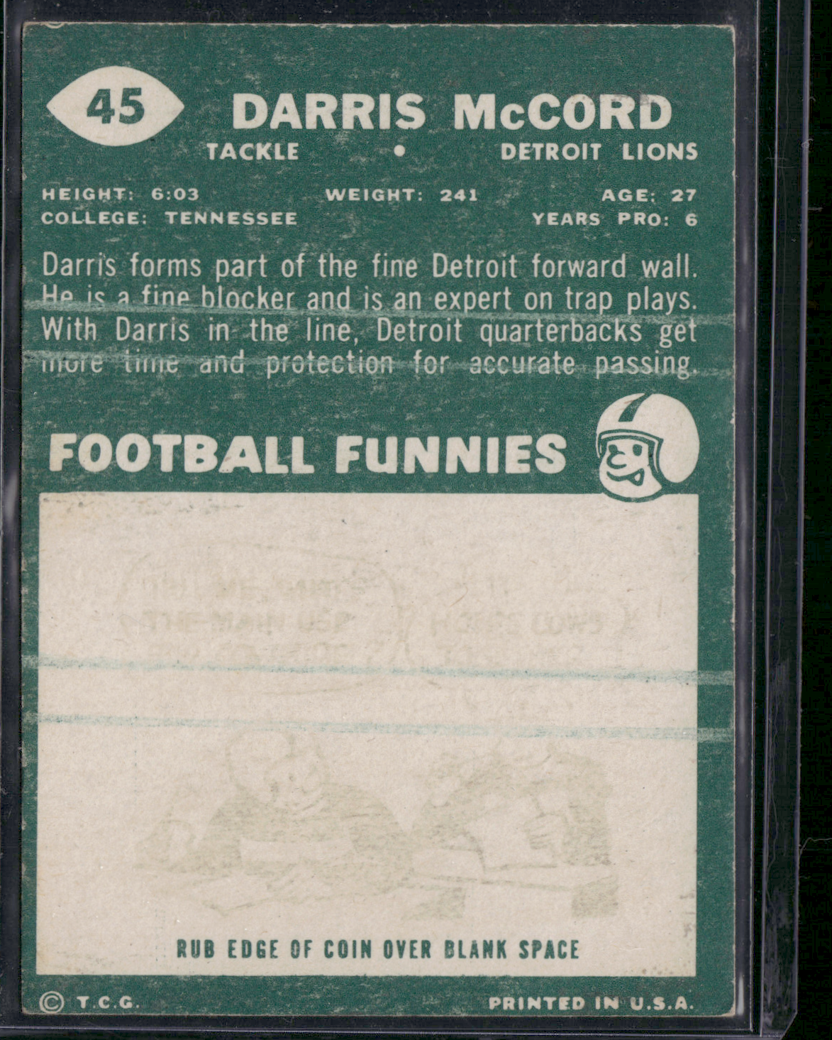 1960 Topps DARRIS MCCORD #45 Print Lines Indent (VG-VG/EX)