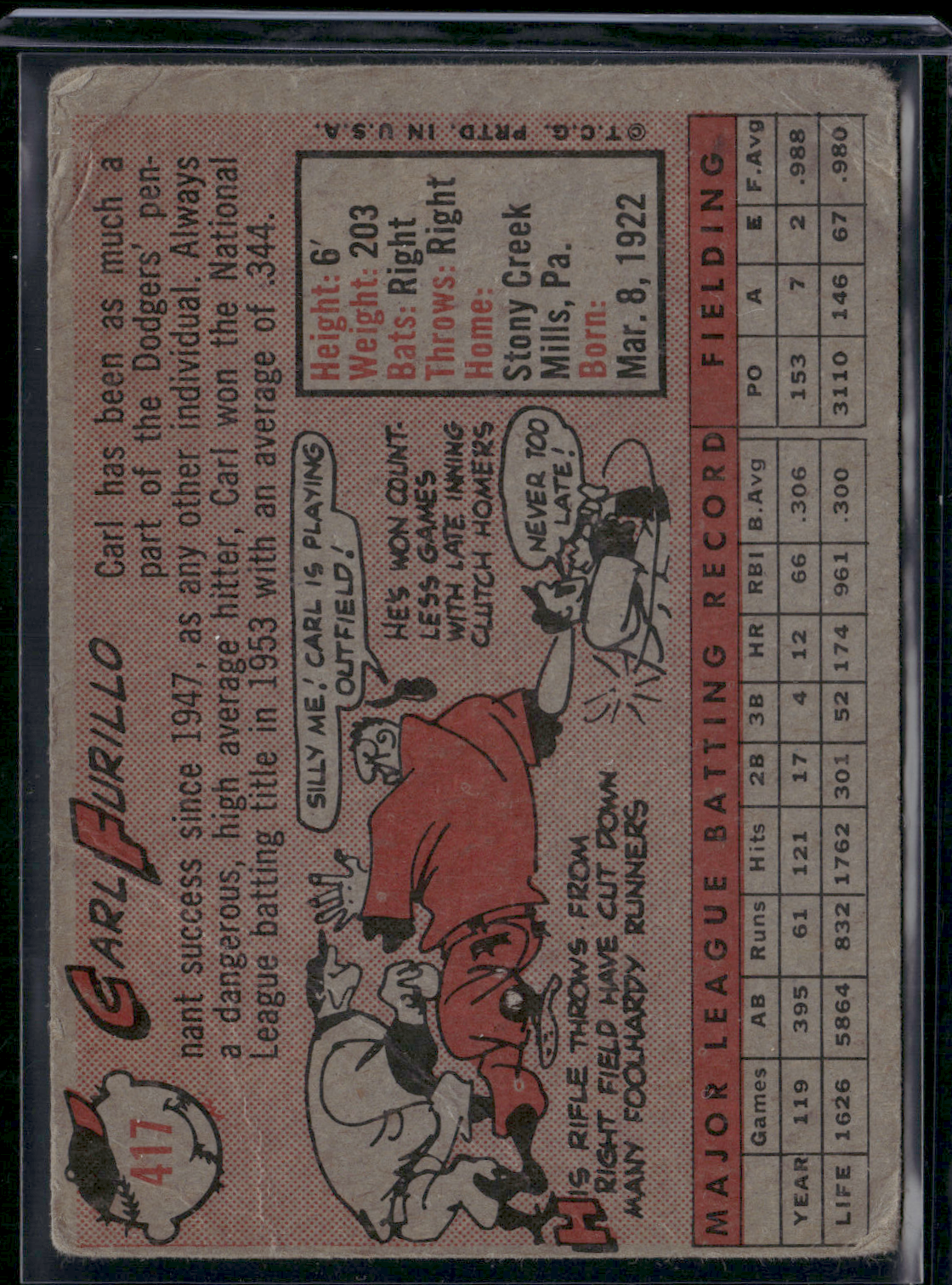 1958 Topps CARL FURILLO #417