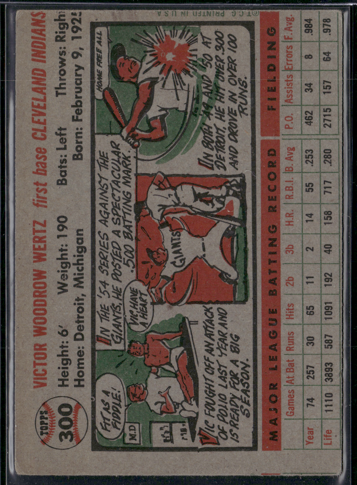 1956 Topps VIC WERTZ #300