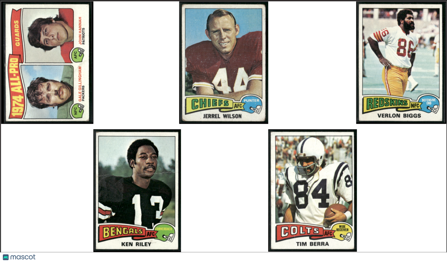 1975 Topps 5 ~ CARDLOT John Hannah/Tim Berra (VG)