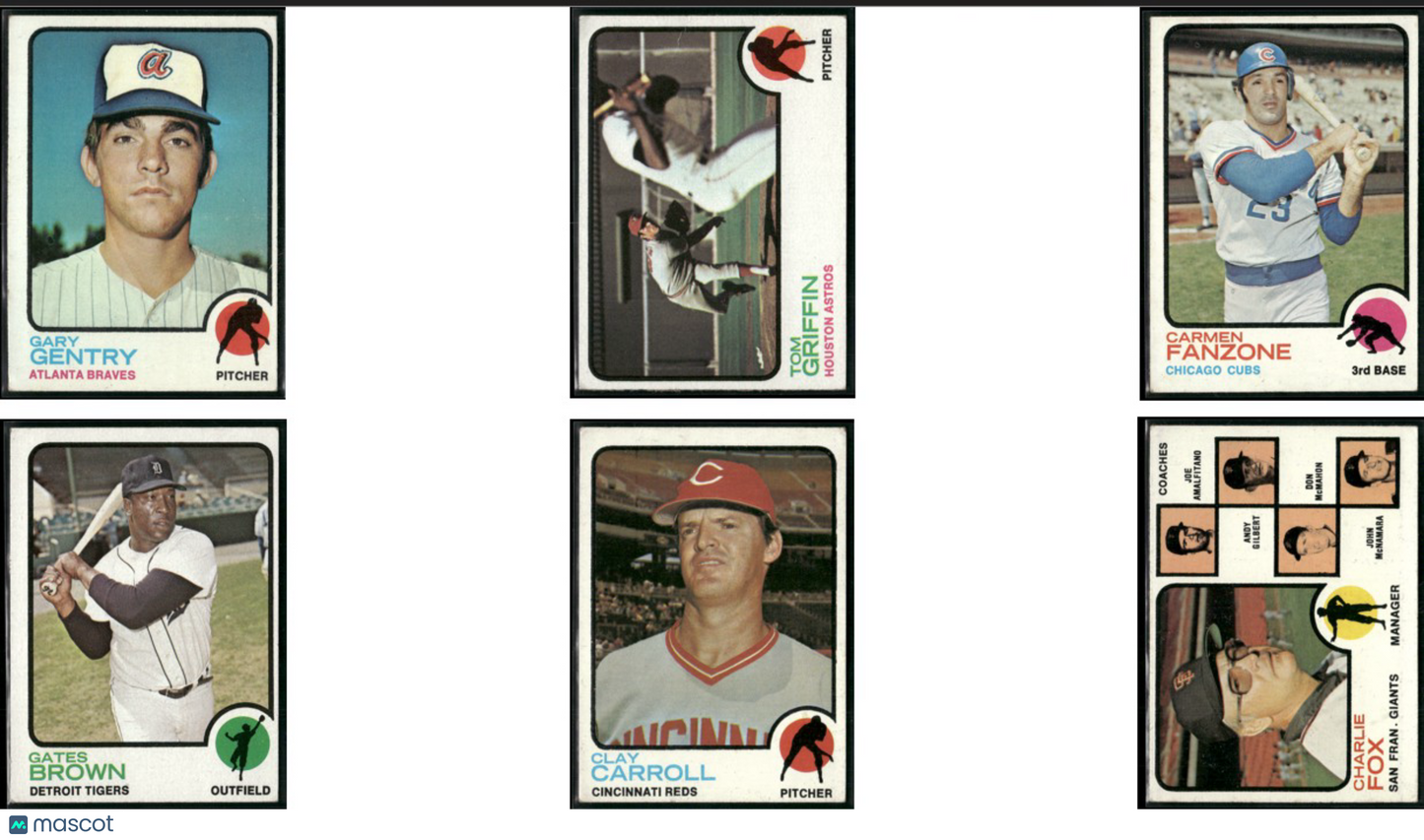 1973 Topps 6 CARDLOT Gary Gentry/Charlie Fox (VG-VG/EX)