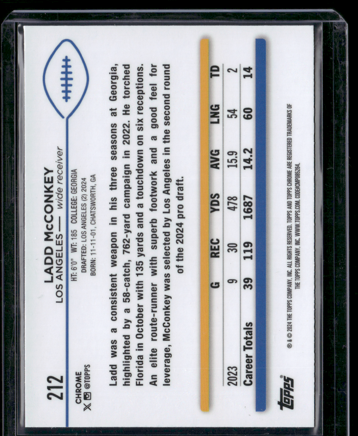 2024 Chrome LADD MCCONKEY #212 Rookie RC (NM)