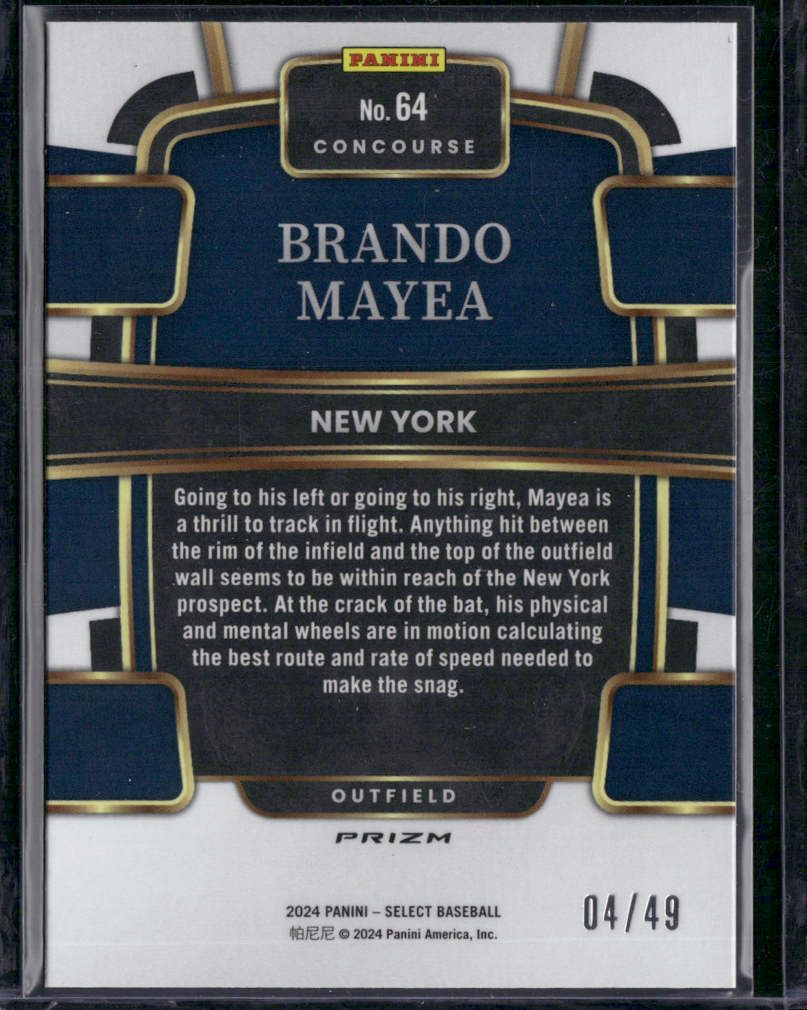 2024 Select Baseball BRANDO MAYEA #64 Concourse Green Prizm 4/49