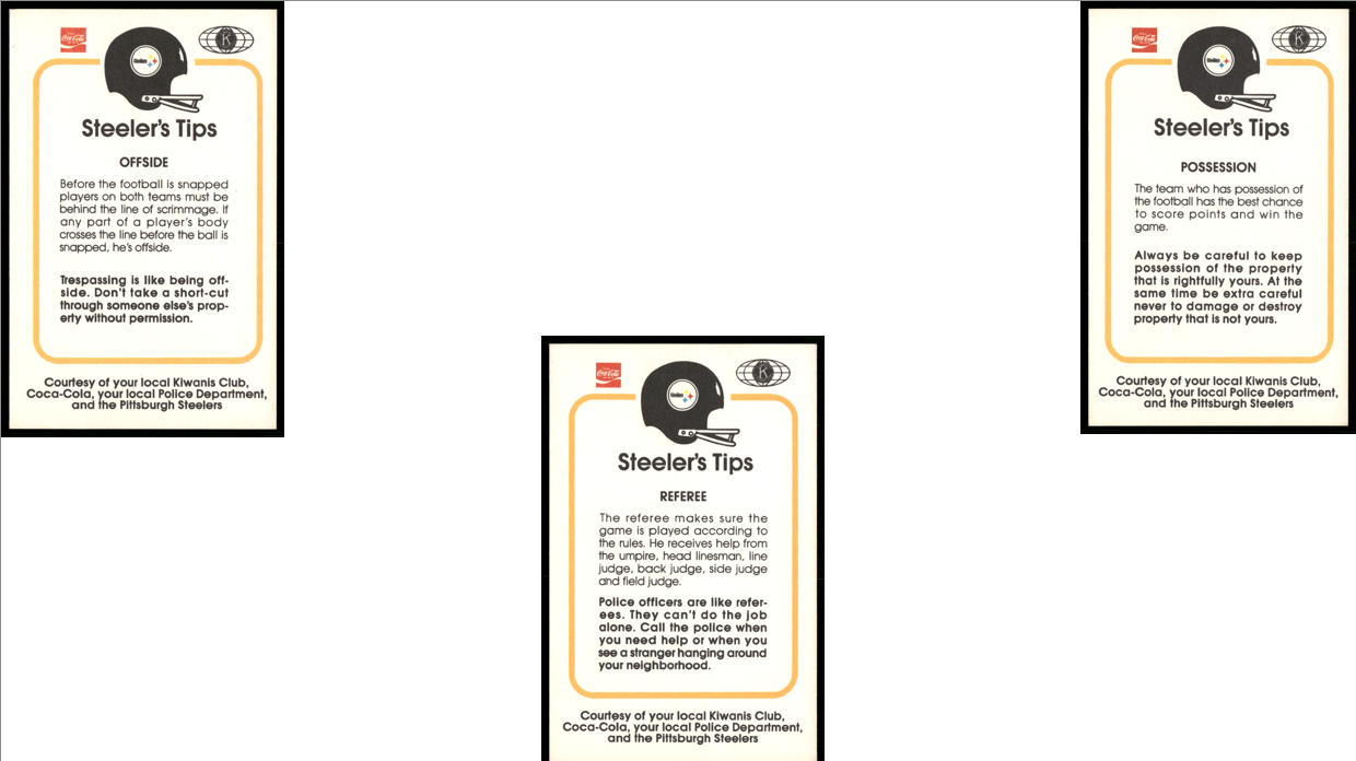 1982 Pittsburgh Steelers Police CARDLOT OF 7 - STEEL CURTAIN PLAYERS (VG)