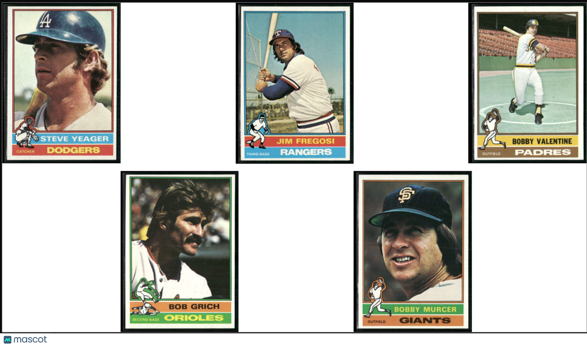 1976 Topps 5~CARDLOT Steve Yeager/Bobby Murcer (EX)
