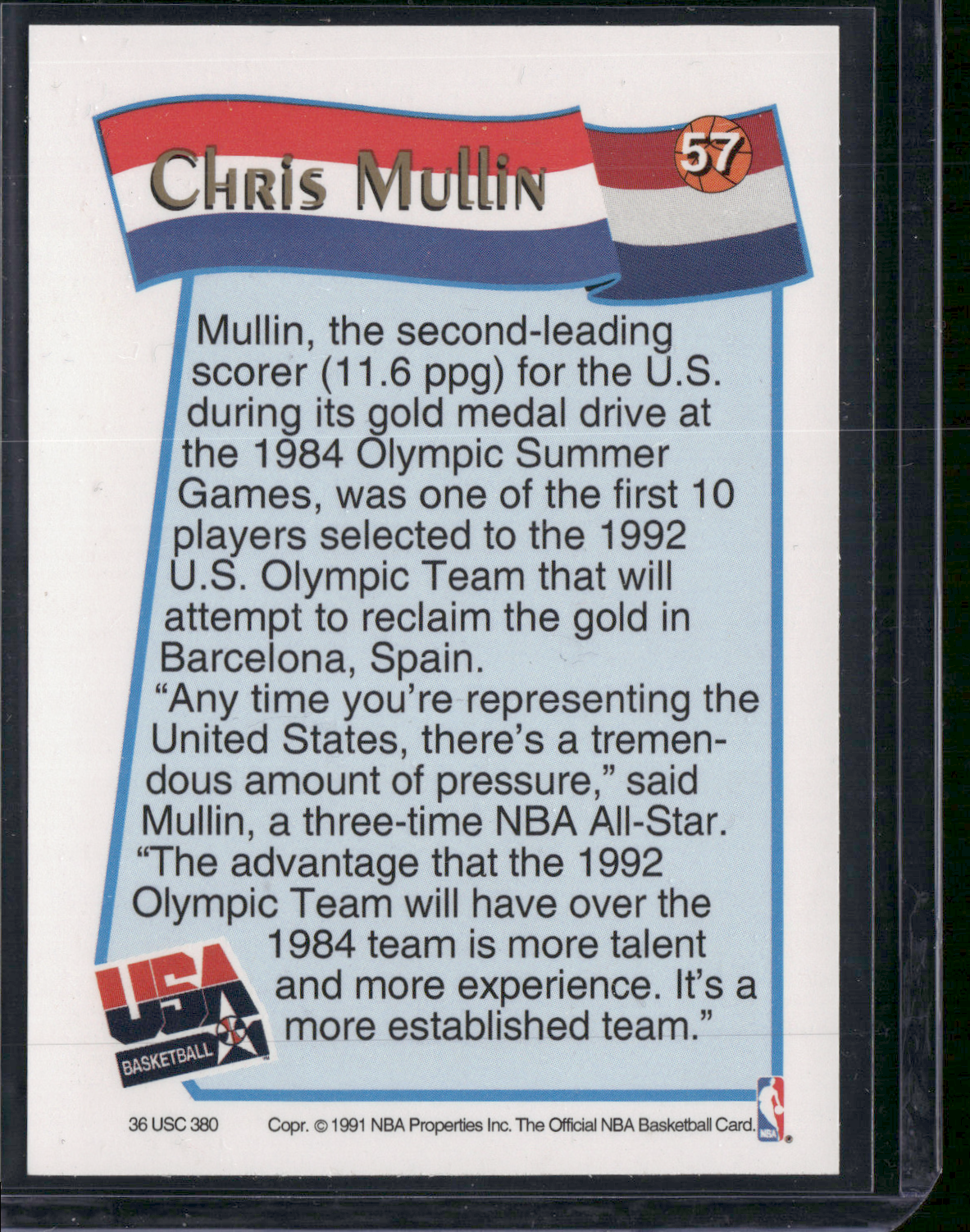1992 NBA Hoops CHRIS MULLIN #57 USA Basketball - Dream Team (EX)
