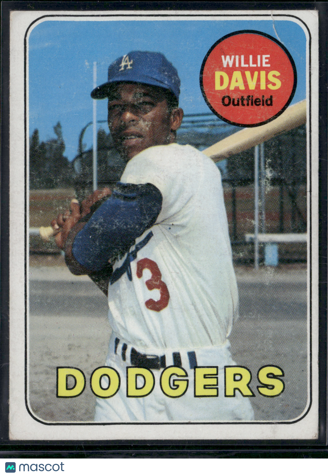 1969 Topps WILLIE DAVIS #65 Crease Color Loss (Good)
