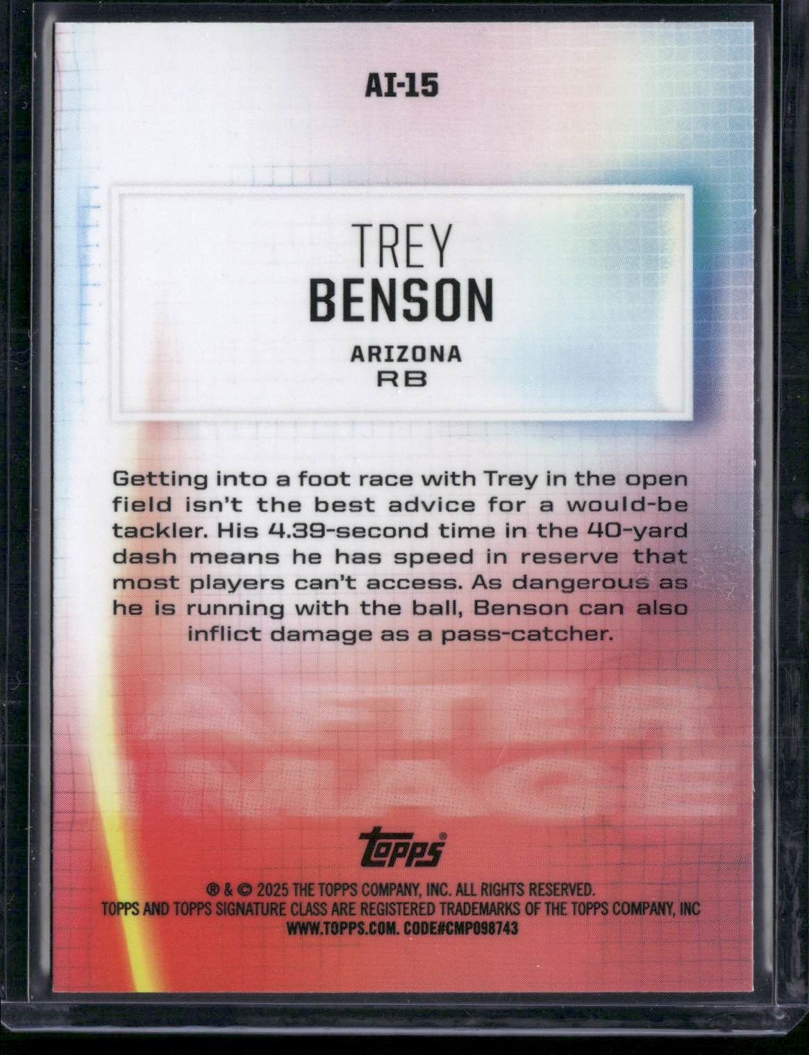 2024 Topps Signature Class TREY BENSON #AI-15 AFTER IMAGE Rookie Card RC