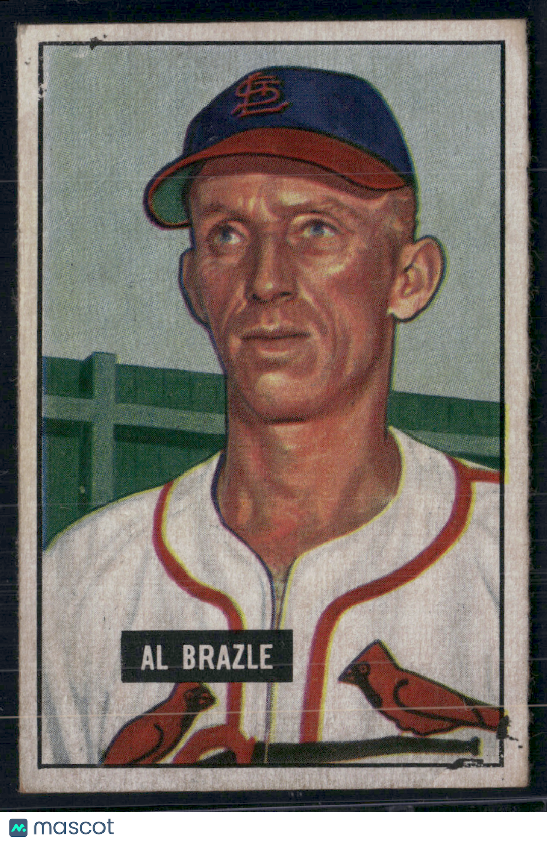 1951 Bowman AL BRAZLE #157 Staining on Back Light Wrinkle (VG)