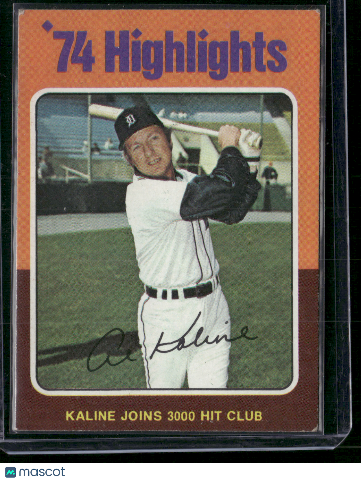 1975 Topps AL KALINE #4 74 Highlights Stain on Back (VG)