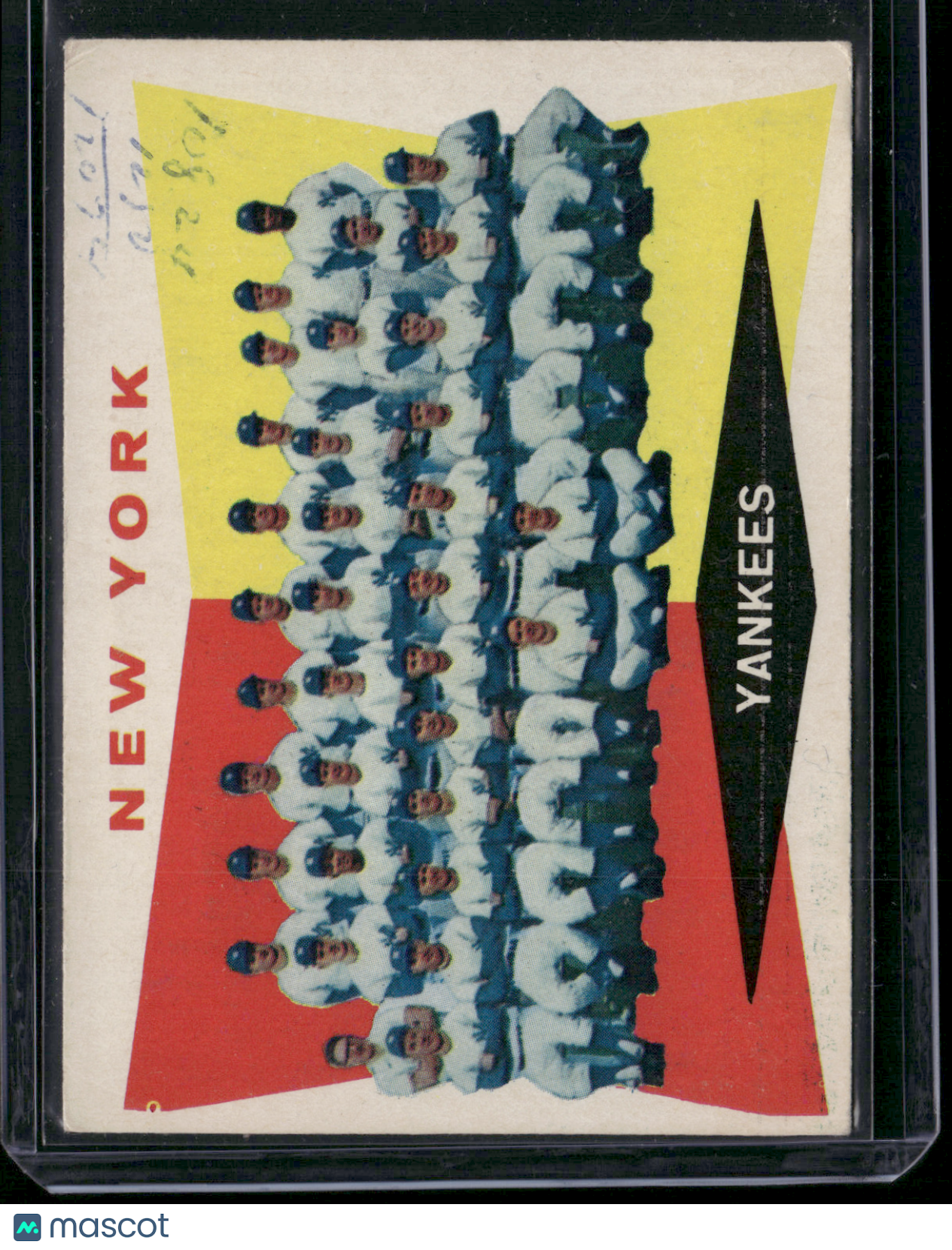 1960 Topps NEW YORK YANKEES #332 Ink on Front (Poor)
