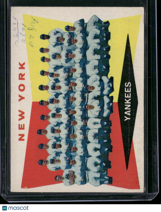 1960 Topps NEW YORK YANKEES #332 Ink on Front (Poor)