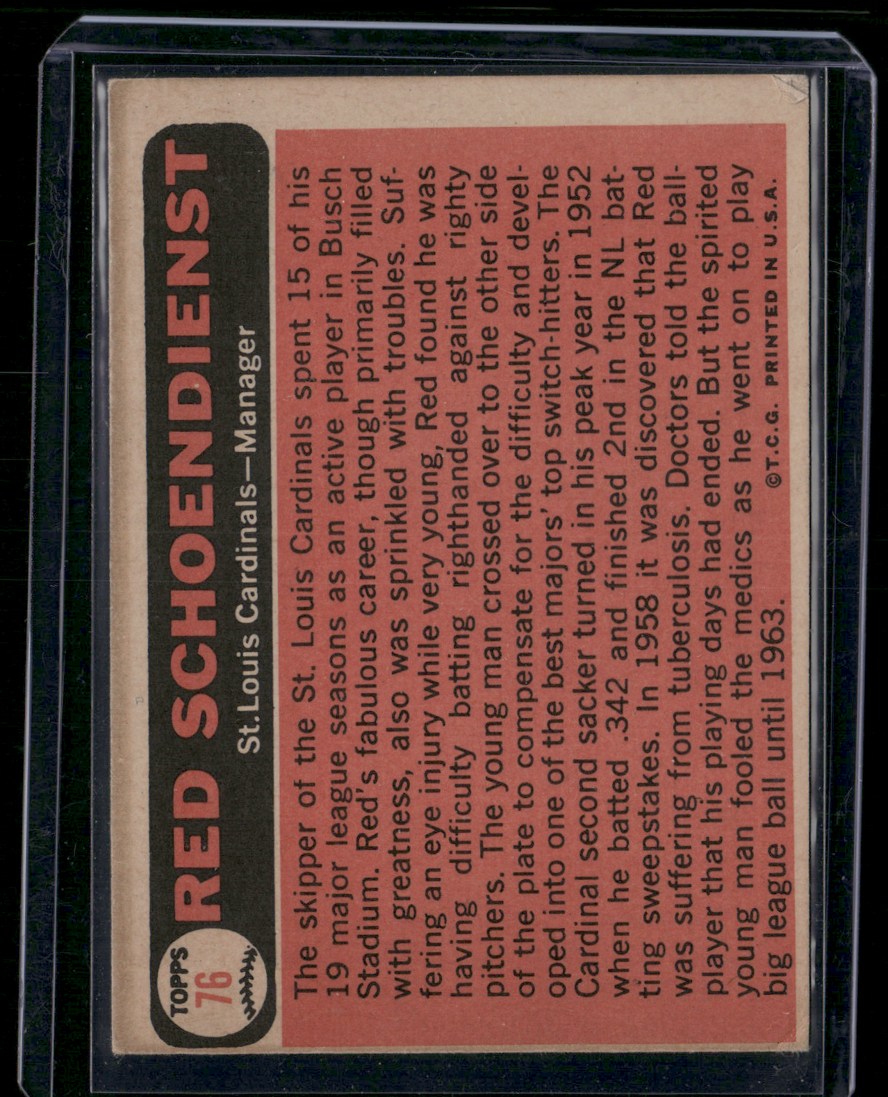 1966 Topps RED SCHOENDIENST #76