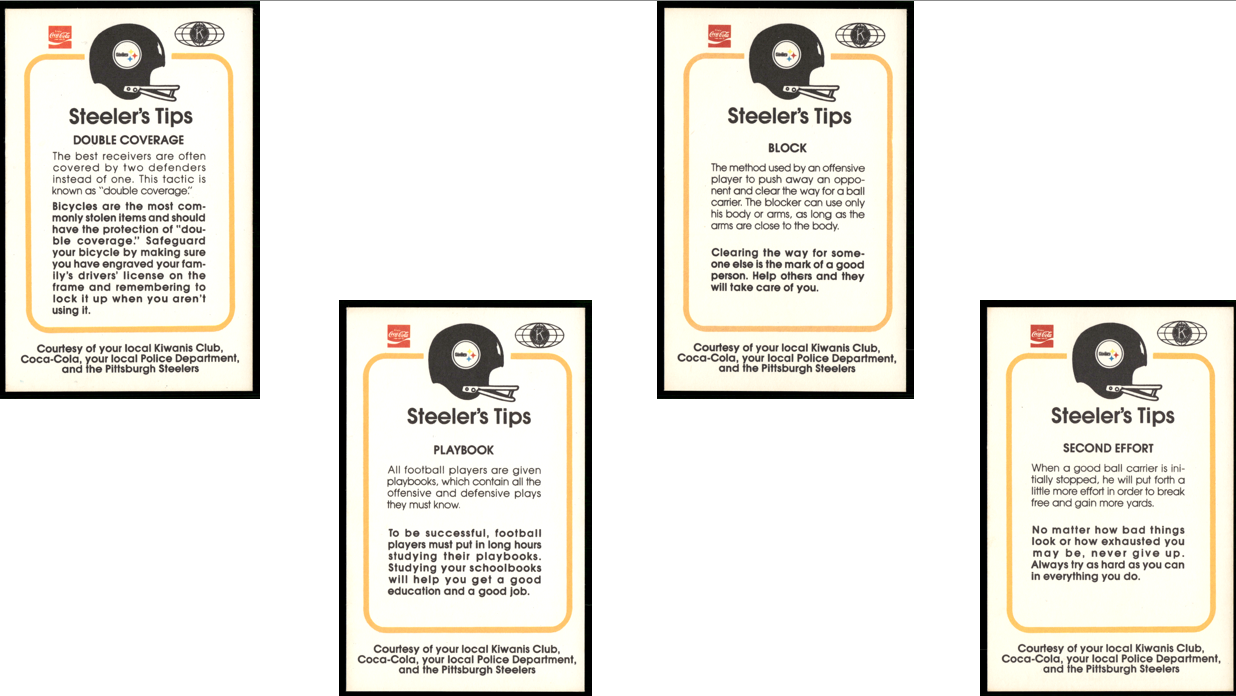 1982 Pittsburgh Steelers Police CARDLOT OF 7 - STEEL CURTAIN PLAYERS (VG)