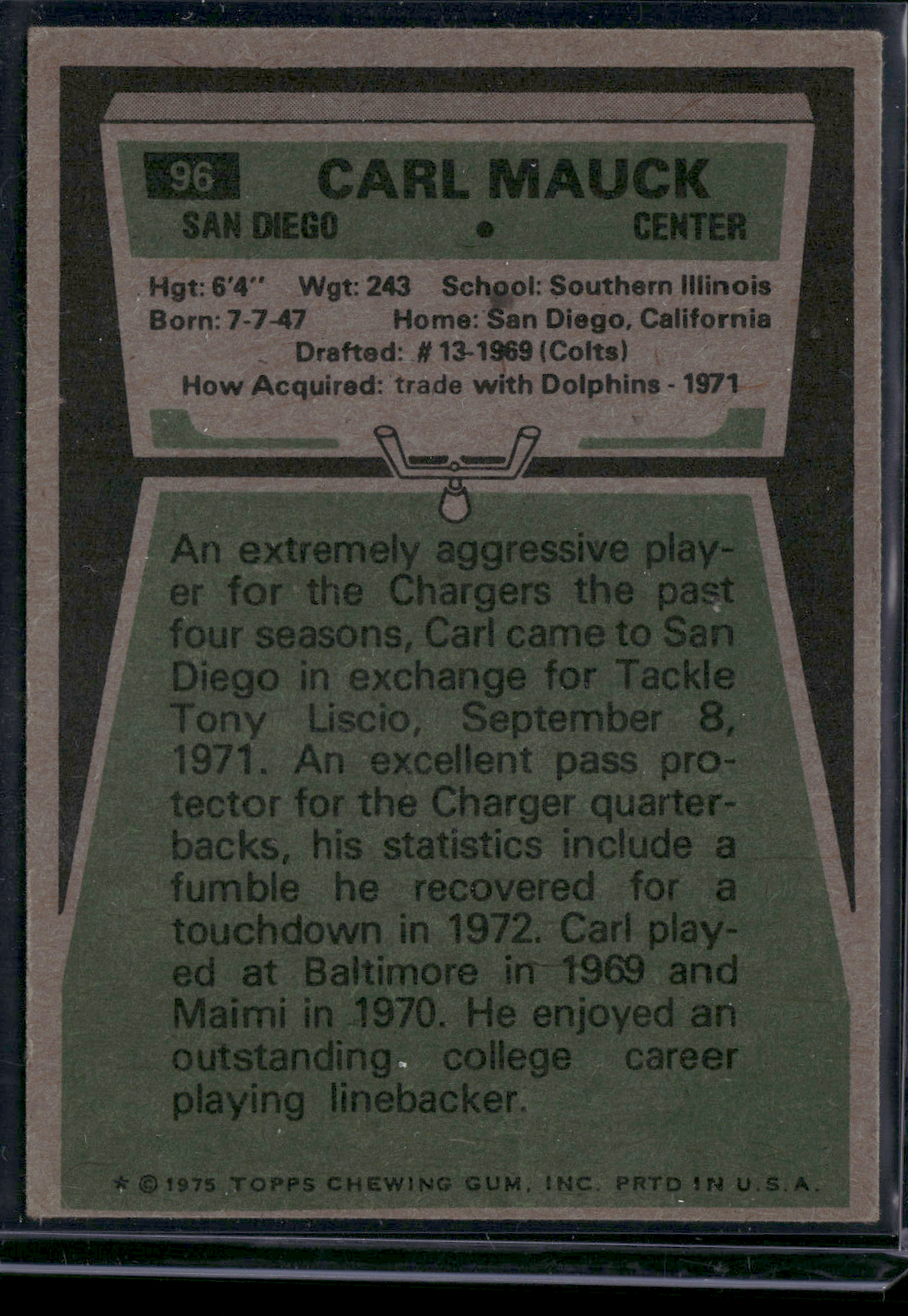 1975 Topps CARL MAUCK #96 (VG - Light Wrinkles)