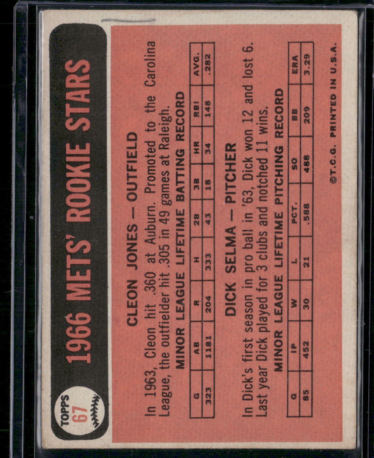 1966 Topps CLEON JONES/DICK SELMA #67 Rookie Stars