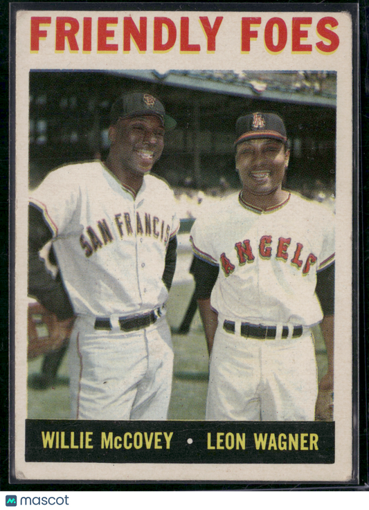 1964 Topps WILLIE MCCOVEY/LEON WAGNER #41 Friendly Foes Crease Bottom (Good)