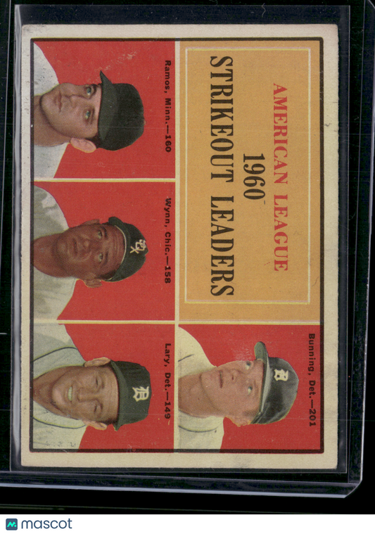 1961 Topps BUNNING/RAMOS/ WYNN/LARY #50 1960 AL Strikeout Leaders