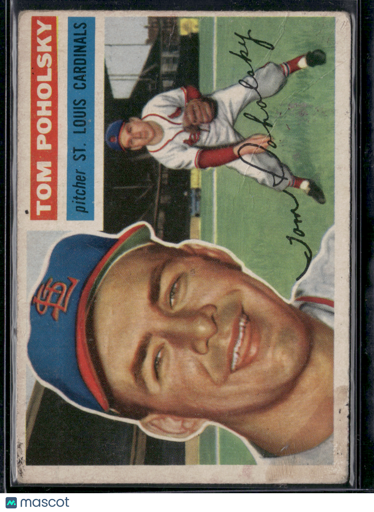 1956 Topps TOM POHOLSKY #196 Tape Residue and light wrinkles